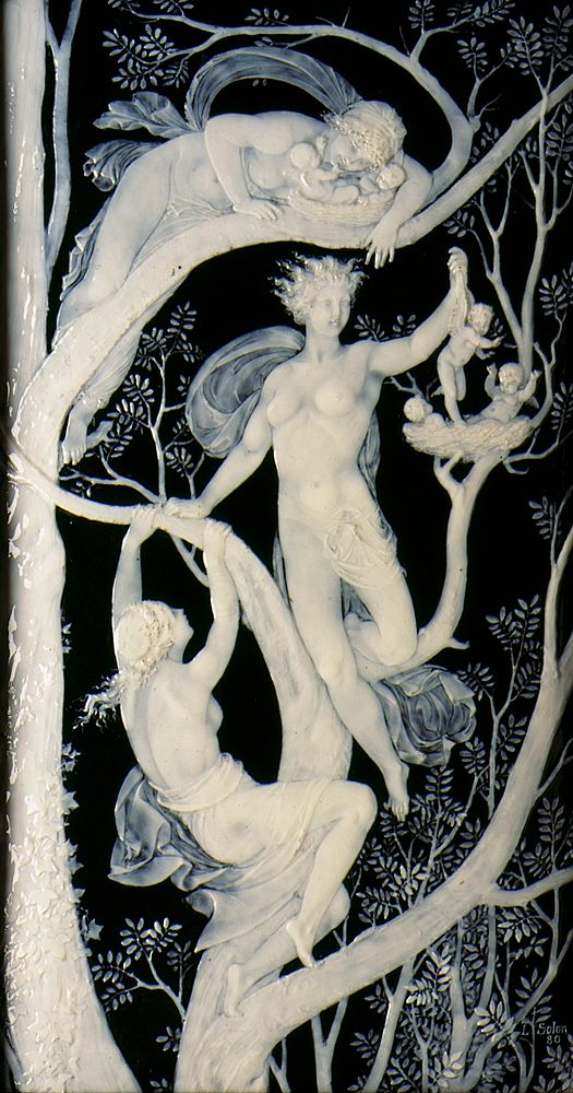 Plaque with Tree Spirits by Tiffany  Company, Marc Louis Emmanuel Solon and Mintons Ltd