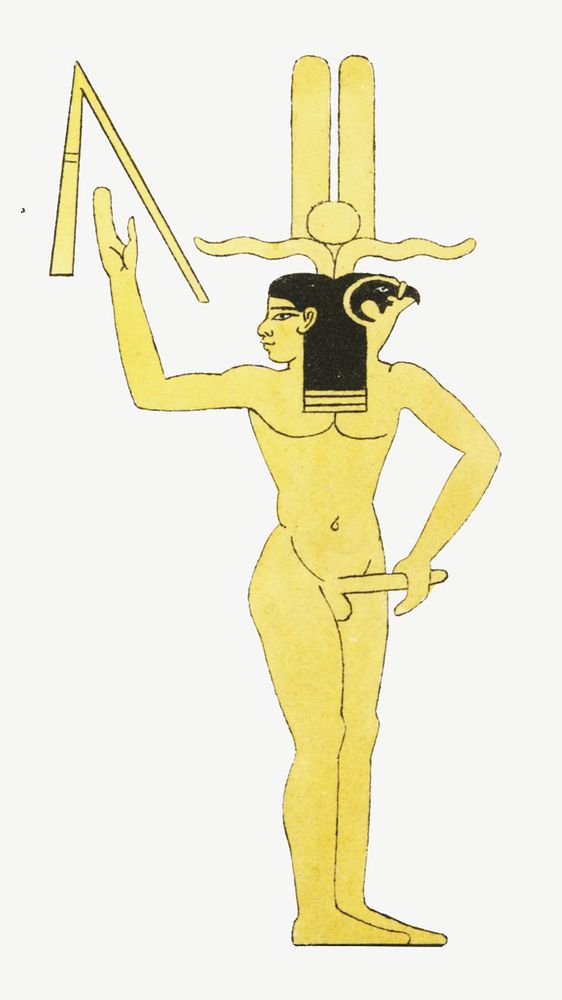 Egypt god vintage illustration, gold collage element psd