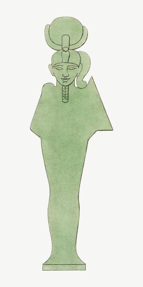 Egypt god vintage illustration, green collage element psd