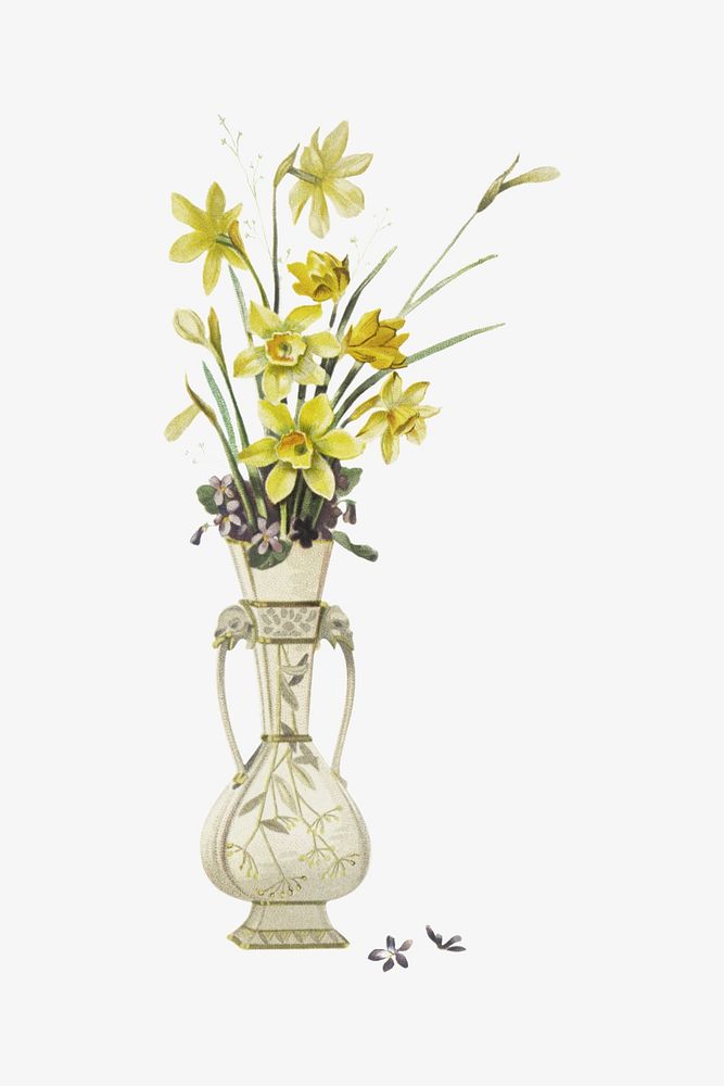 Antique flower vase illustration, vintage design