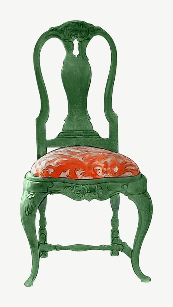 Green vintage chair, furniture illustration psd. Remixed by rawpixel.
