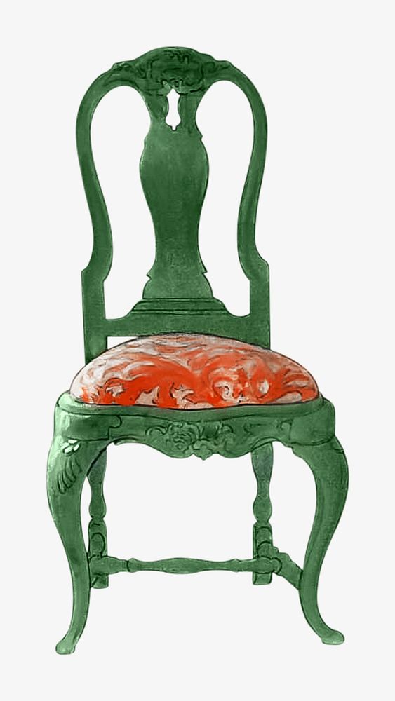 Green vintage chair, furniture illustration. Remixed by rawpixel.