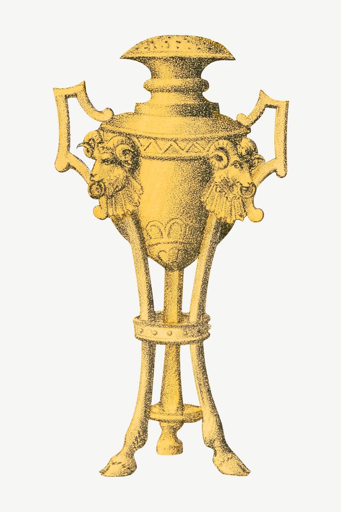 Vintage gold goblet, decoration illustration psd. Remixed by rawpixel.