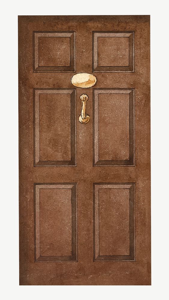 Brown door watercolor illustration element psd. Remixed from Michael Angelo Rooker artwork, by rawpixel.