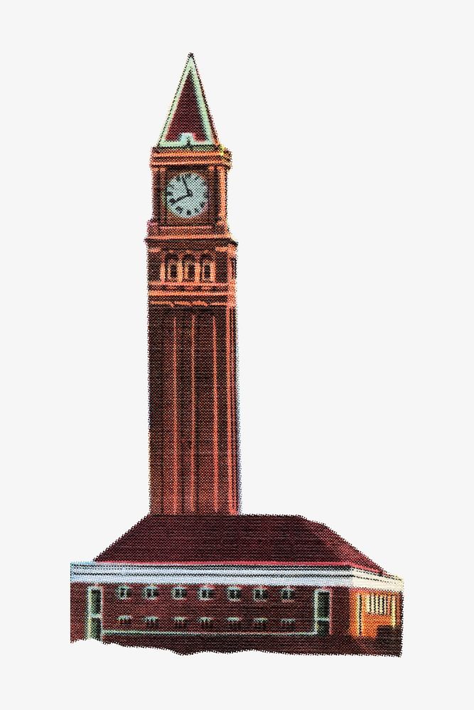 Vintage Seattle's King Street Train Station clock tower illustration. Remixed by rawpixel. 