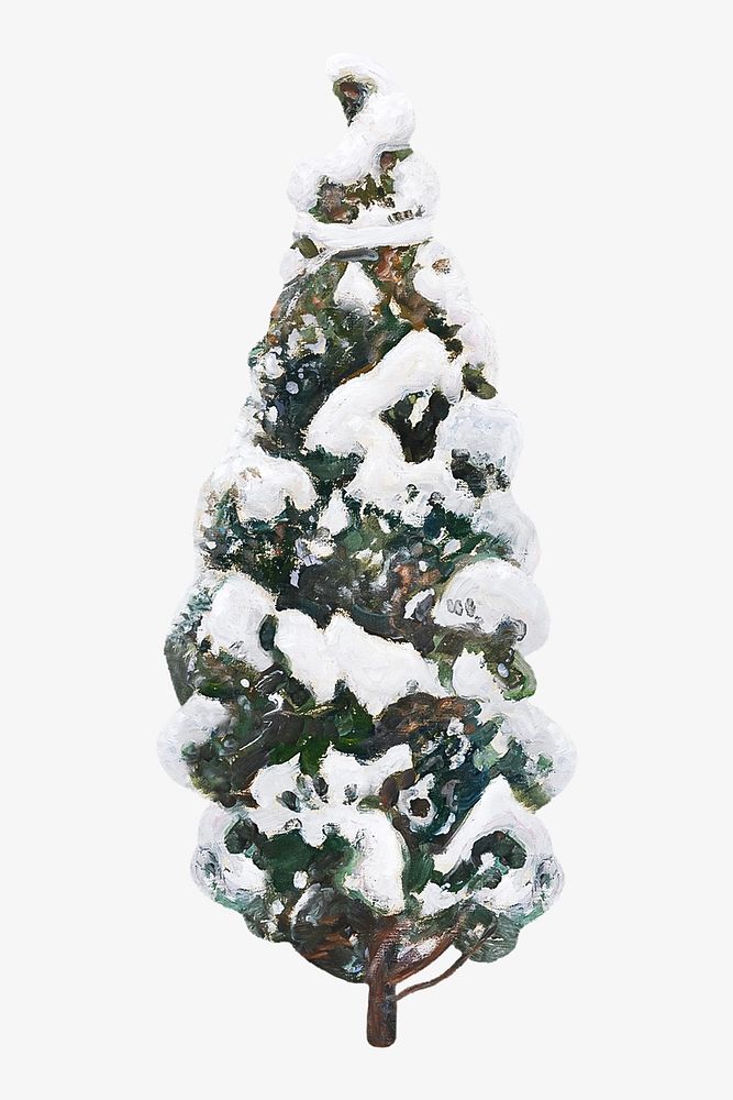 Vintage snowy tree illustration. Remixed by rawpixel. 