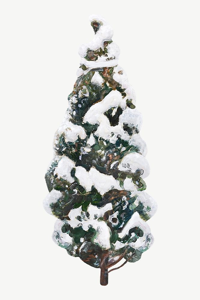 Vintage snowy tree illustration psd. Remixed by rawpixel. 