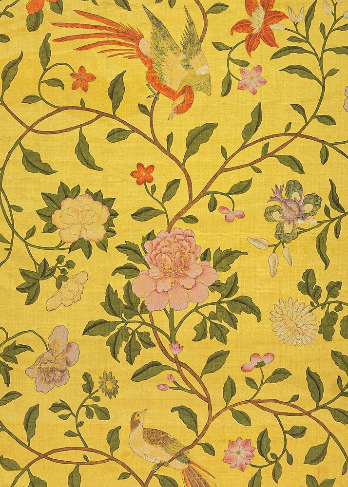 Vintage flower patterned background, yellow design. Remixed by rawpixel.