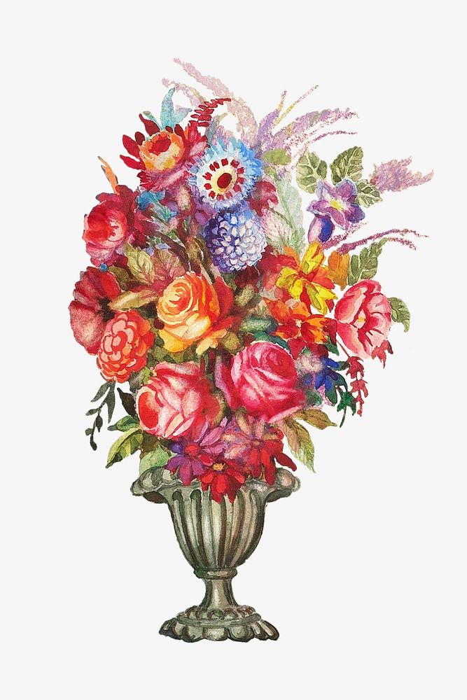 Colorful flower fountain, vintage illustration by Perkins Harnly and Nicholas Zupa. Remixed by rawpixel.