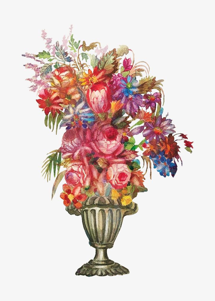 Colorful flower fountain, vintage illustration by Perkins Harnly and Nicholas Zupa. Remixed by rawpixel.