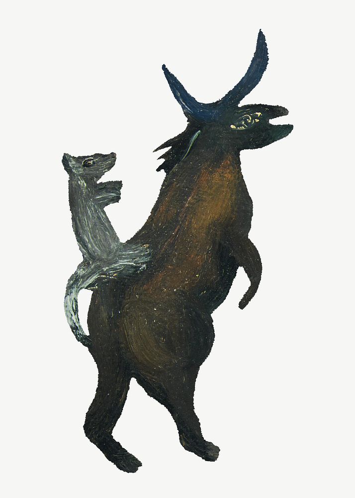 Vintage buffalo bull, animal illustration psd. Remixed by rawpixel.