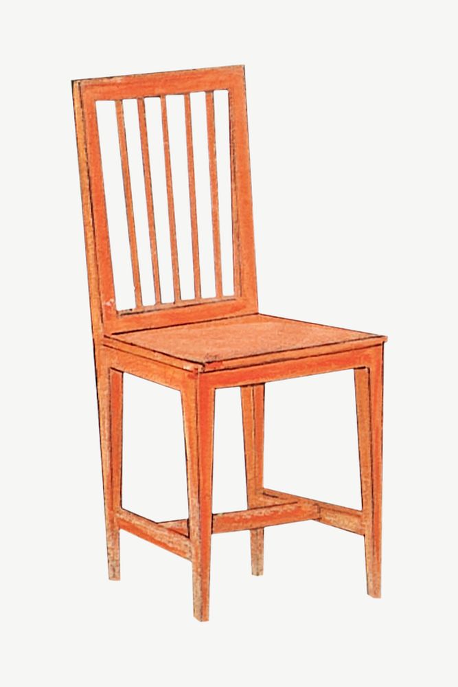 Orange wooden chair, furniture illustration psd. Remixed by rawpixel.