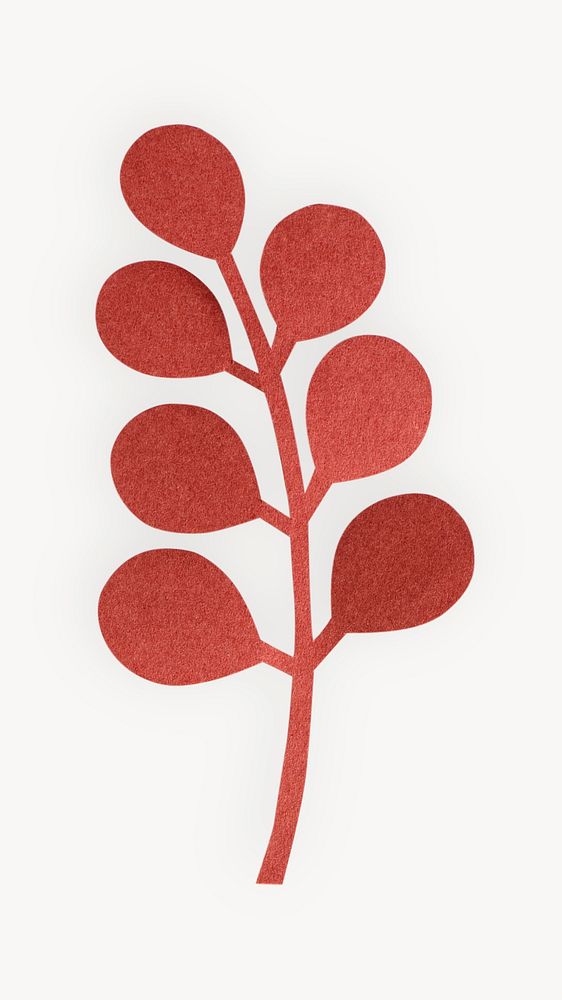 Simple red leaf illustration, paper texture on white