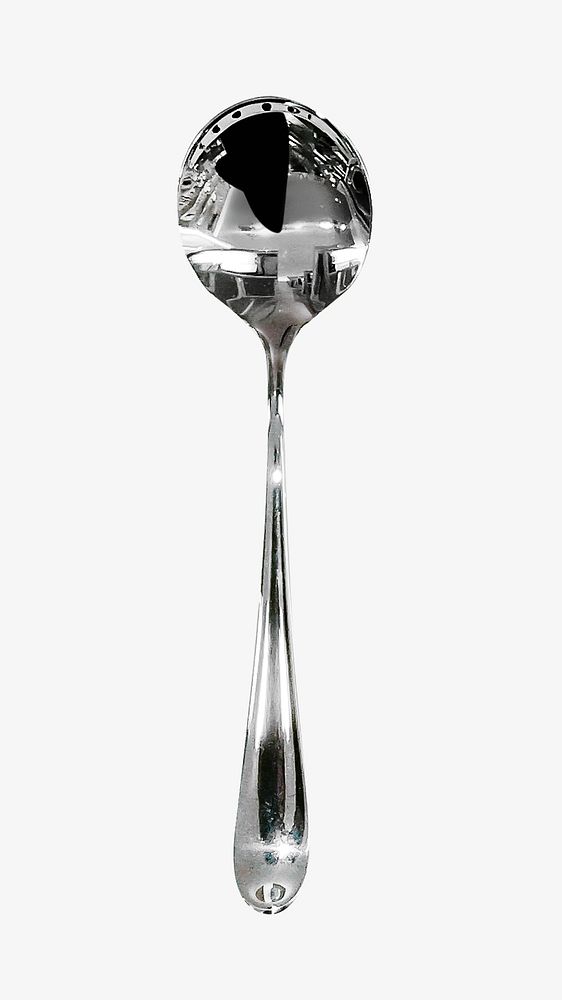 Metal soup spoon, isolated object