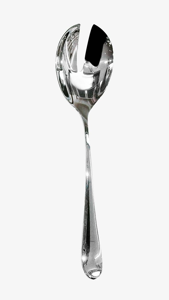 Metal salad spoon, isolated object