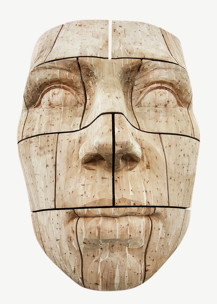 Face sculpture isolated object psd