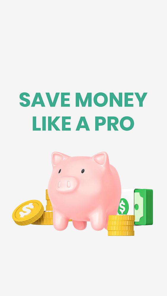Piggy bank Instagram story template, 3D money illustration psd