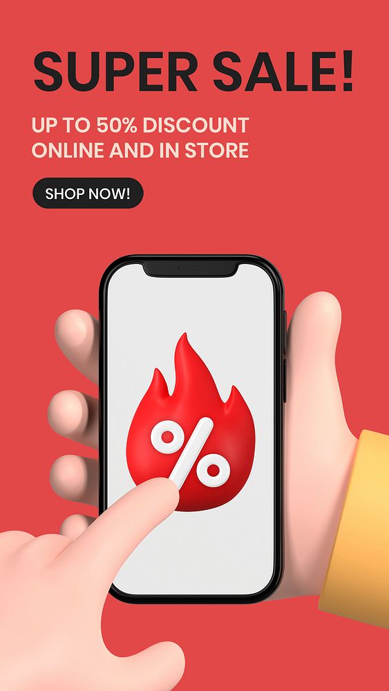 3D discount Instagram story template, online an in store psd