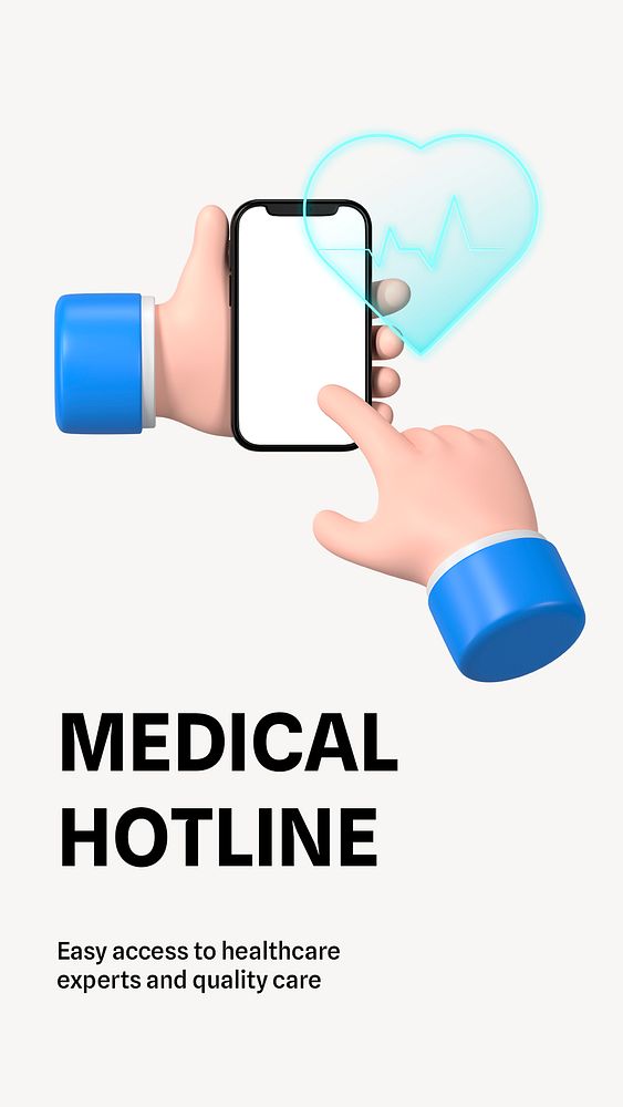 Medical hotline Facebook story template, editable text psd