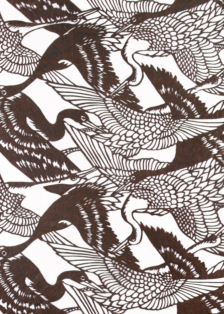 Japanese crane pattern background. Remixed by rawpixel.