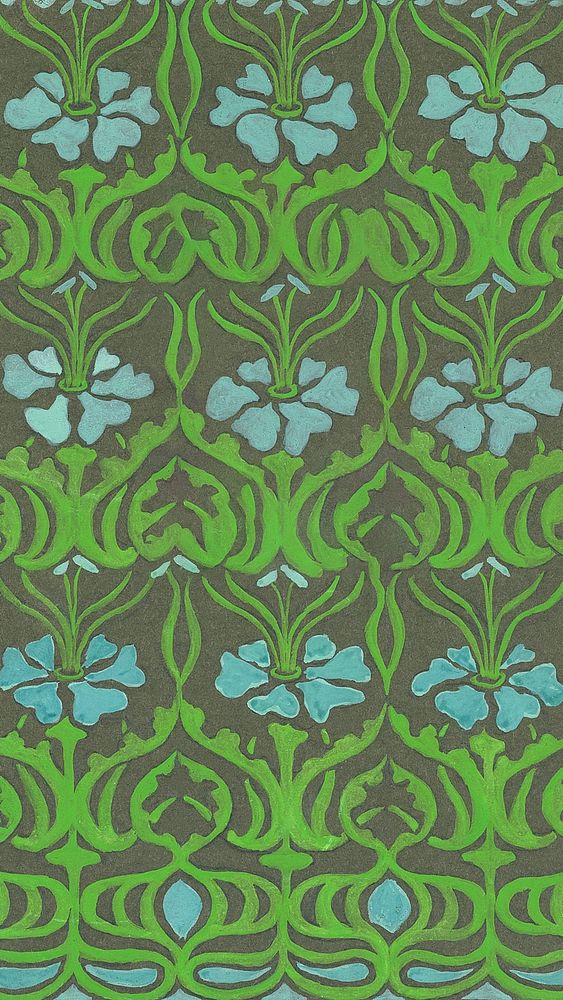 Floral pattern, green mobile wallpaper. Remixed by rawpixel.