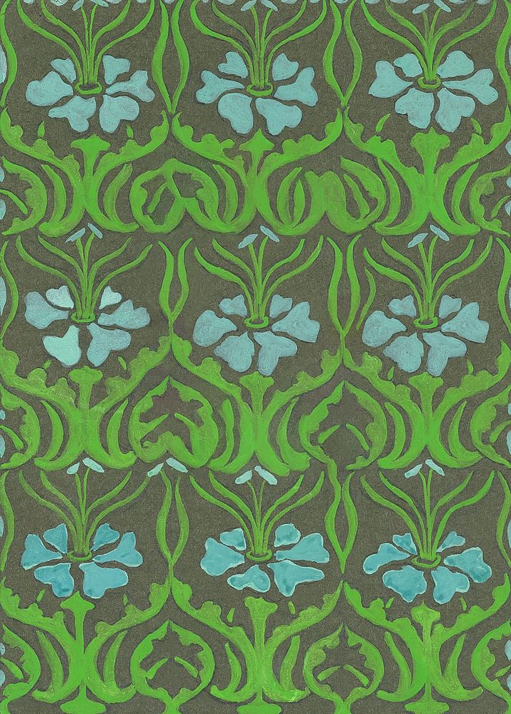 Vintage floral pattern, green background. Remixed by rawpixel.