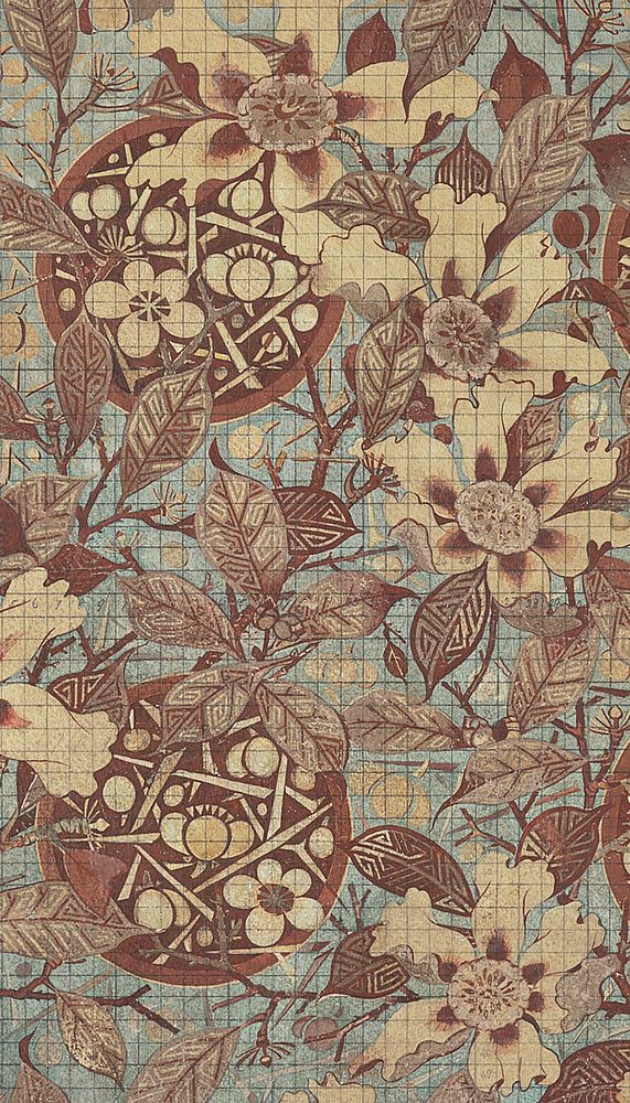 Vintage flower pattern iPhone wallpaper. Remixed by rawpixel.