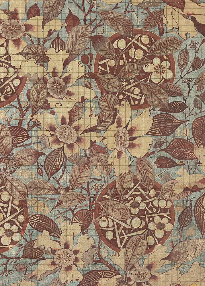 Vintage flower pattern, brown background. Remixed by rawpixel.