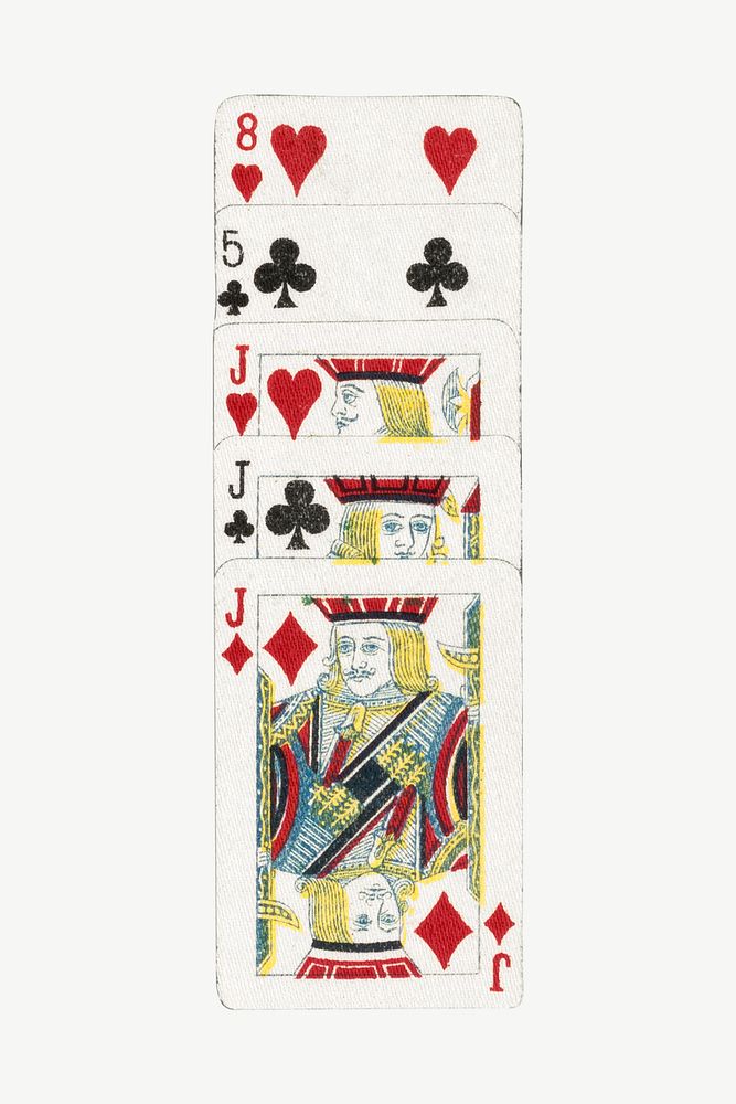 Jack poker cards, three of a kind collage element psd. Remixed by rawpixel.