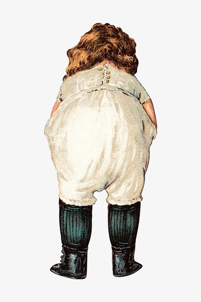 Little kid rear view, vintage illustration by James Pyle.  Remixed by rawpixel. 