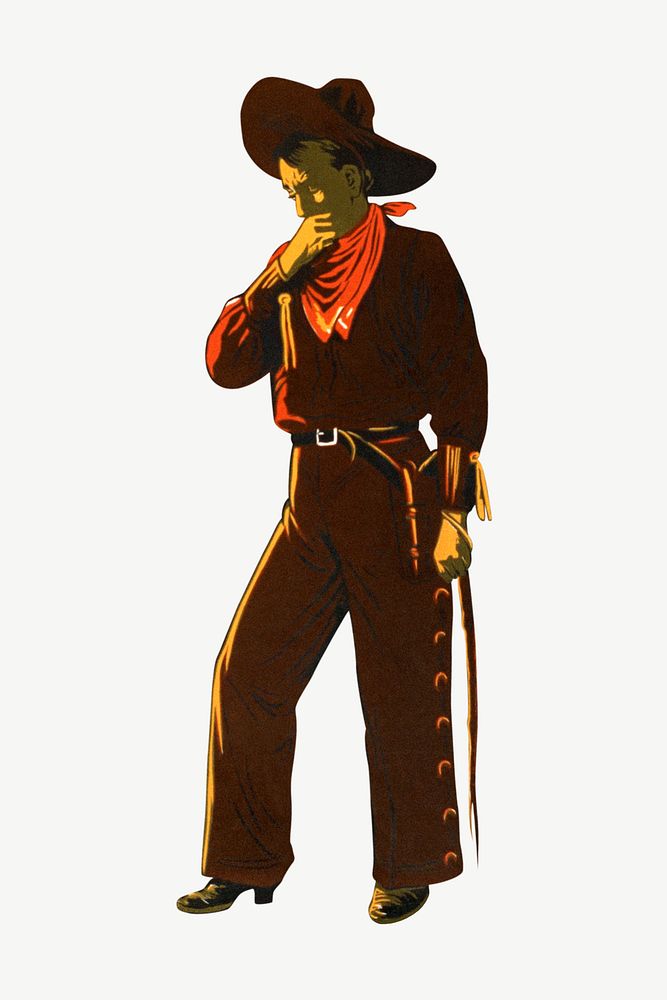 Wild West cowboy, vintage man illustration by Anthony E. Wills psd.  Remixed by rawpixel. 
