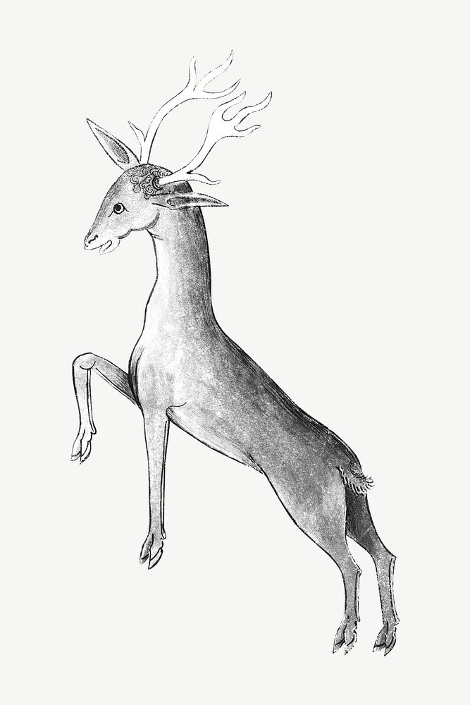 Stag deer, vintage mythical creature illustration psd.  Remixed by rawpixel. 