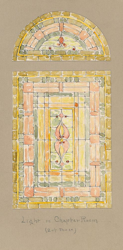 Design for Stained Glass Window: Light in Chapter Room, Carnegie Hall, New York, NY (late 19th century). Original public…