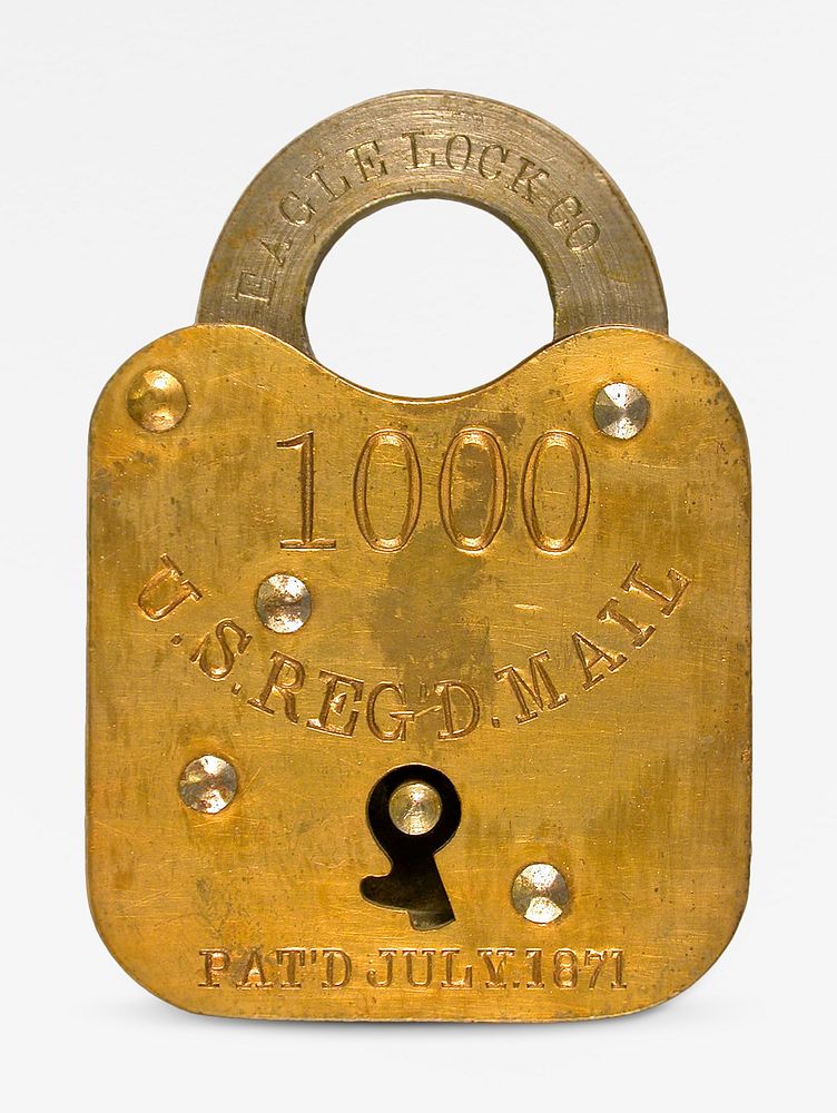 Lever pouch padlock, gold brass design. Original public domain image from The Smithsonian Institution. Digitally enhanced by…