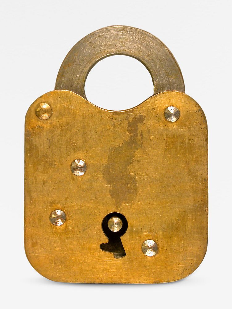 Lever pouch padlock, gold vintage object psd.  Remixed by rawpixel. 