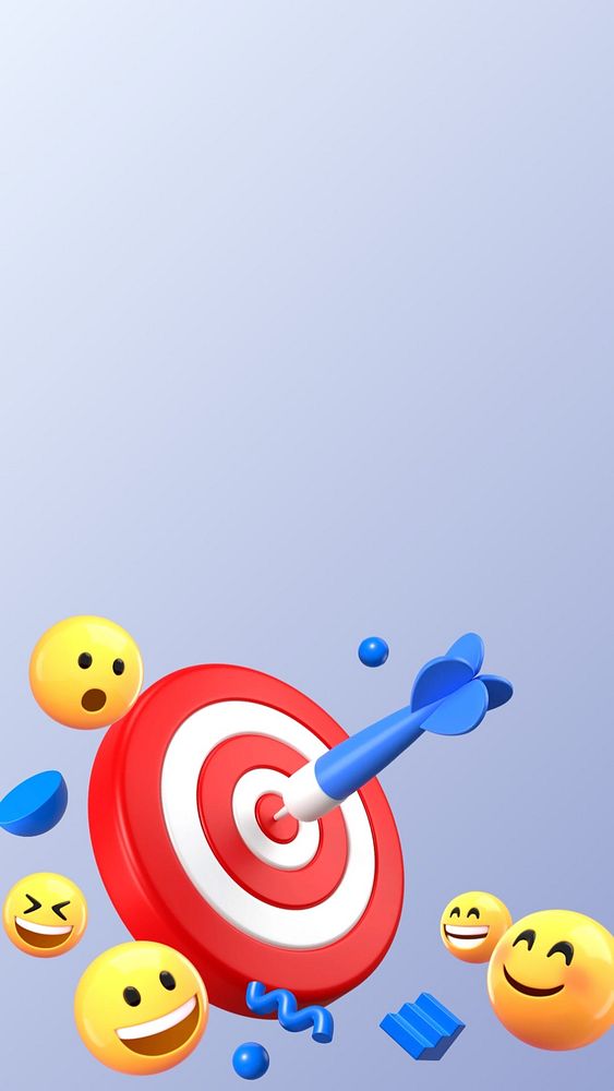 Dart hitting target phone wallpaper, 3D emoticons background