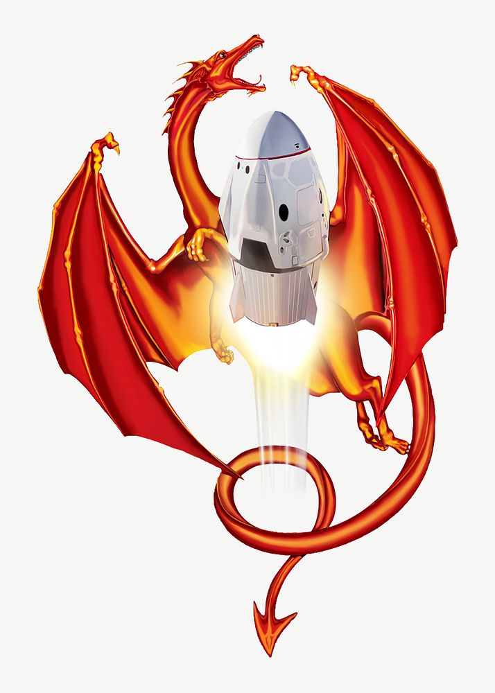Vintage dragon & rocket illustration psd. Remixed by rawpixel.