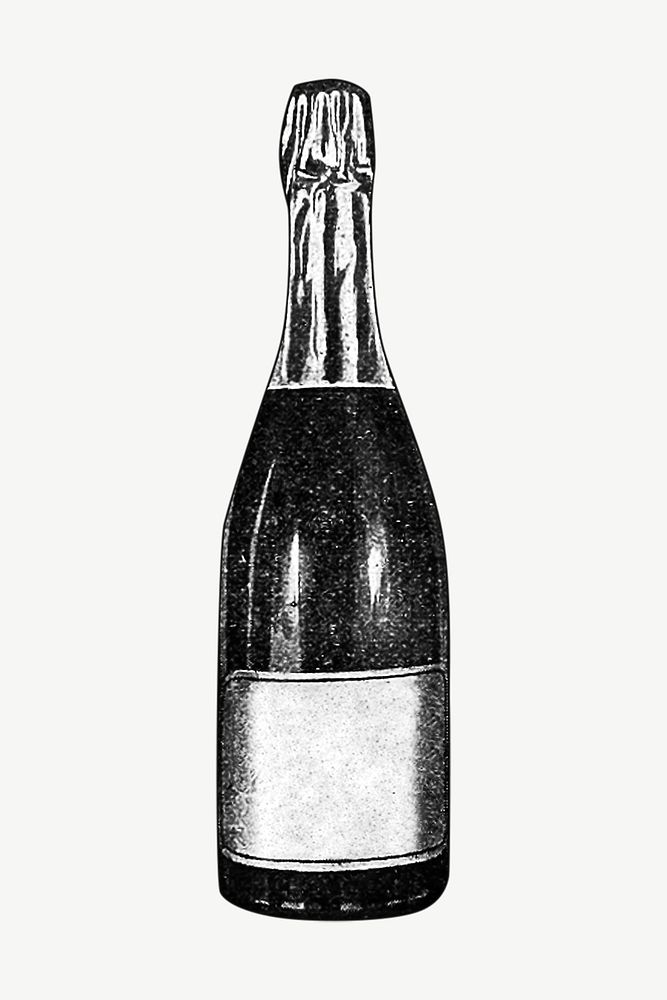 Champagne bottle vintage illustration psd. Remixed by rawpixel. 