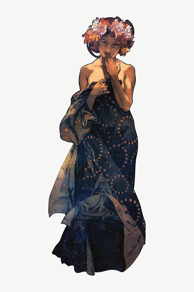 Alfons Mucha's woman art nouveau illustration psd. Remixed by rawpixel. 