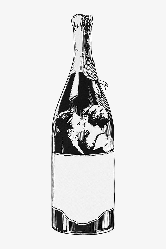 Vintage wine bottle chromolithograph art. Remixed by rawpixel. 