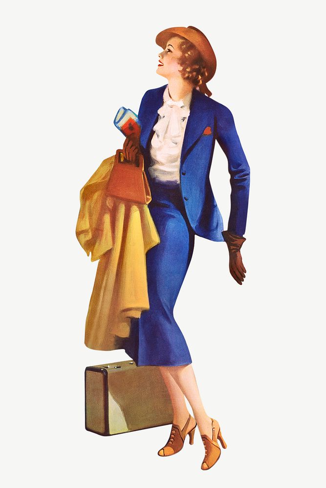 Vintage businesswoman chromolithograph art psd. Remixed by rawpixel. 