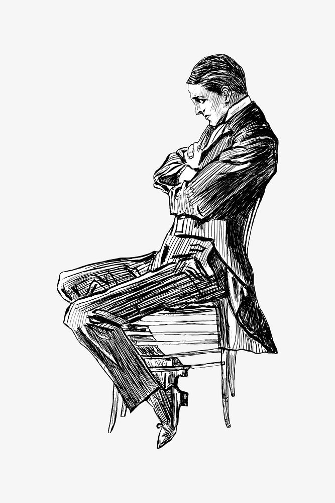 Vintage man illustration. Remixed by rawpixel. 