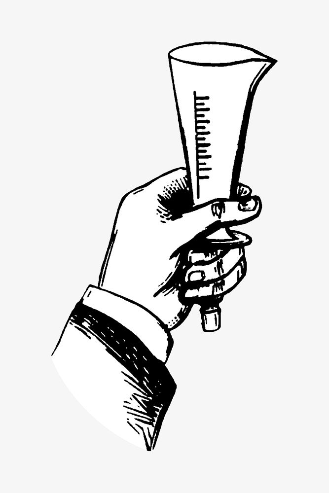 Hand holding measuring cup,  vintage science illustration. Remixed by rawpixel.