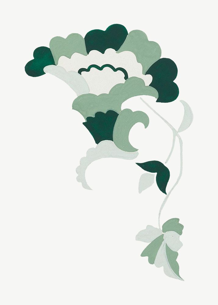 Green abstract flowers, vintage botanical illustration by Majel G. Claflin psd. Remixed by rawpixel.