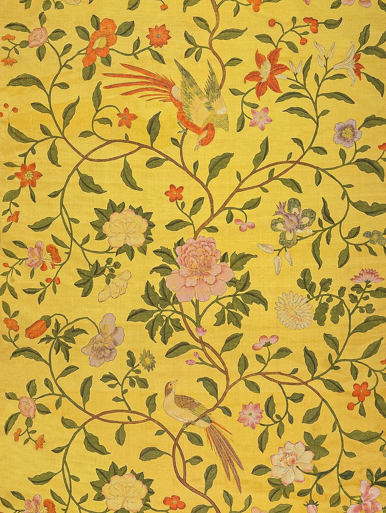 Fragment  flower textile.  Original public domain image from The Smithsonian Institution. Digitally enhanced by rawpixel.
