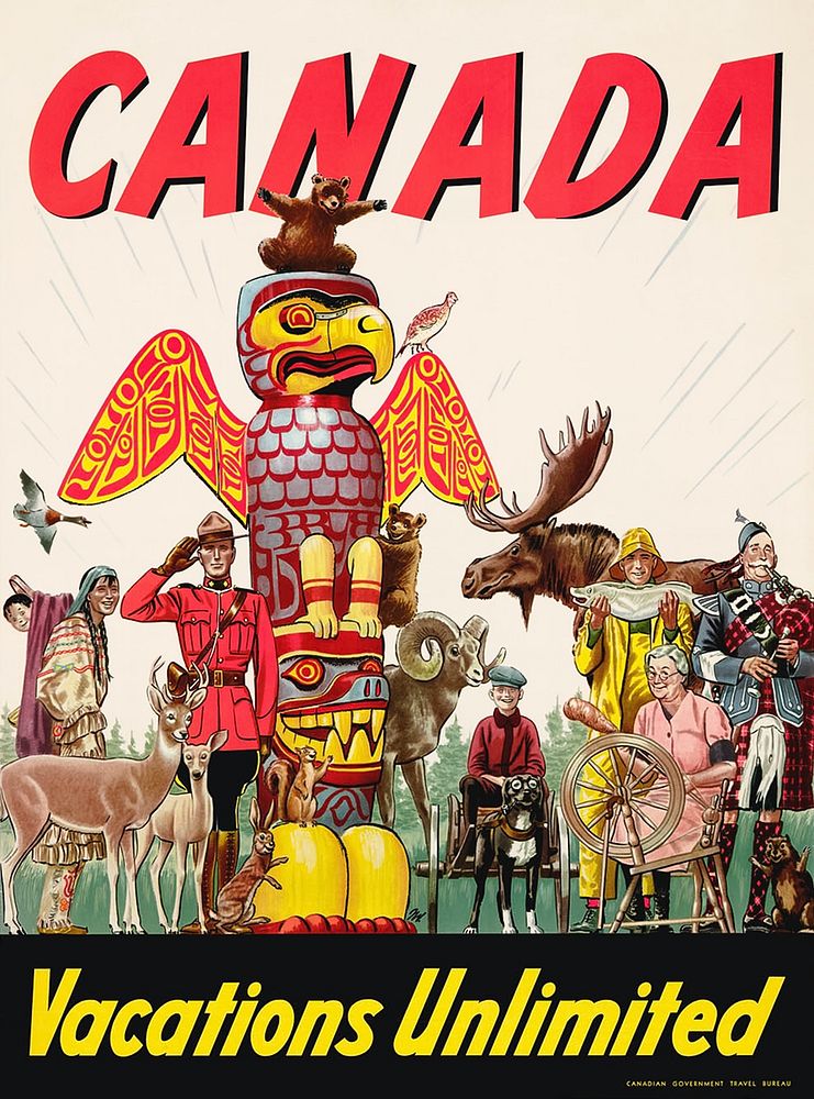 Canada Vacations Unlimited Canada Vacances illimit&eacute;es (1947) chromolithograph art. Original public domain image from…