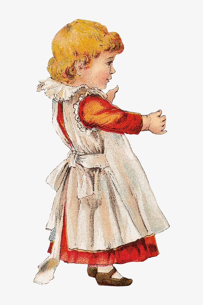 Little Girl Chromolithograph Collage Element Premium Photo