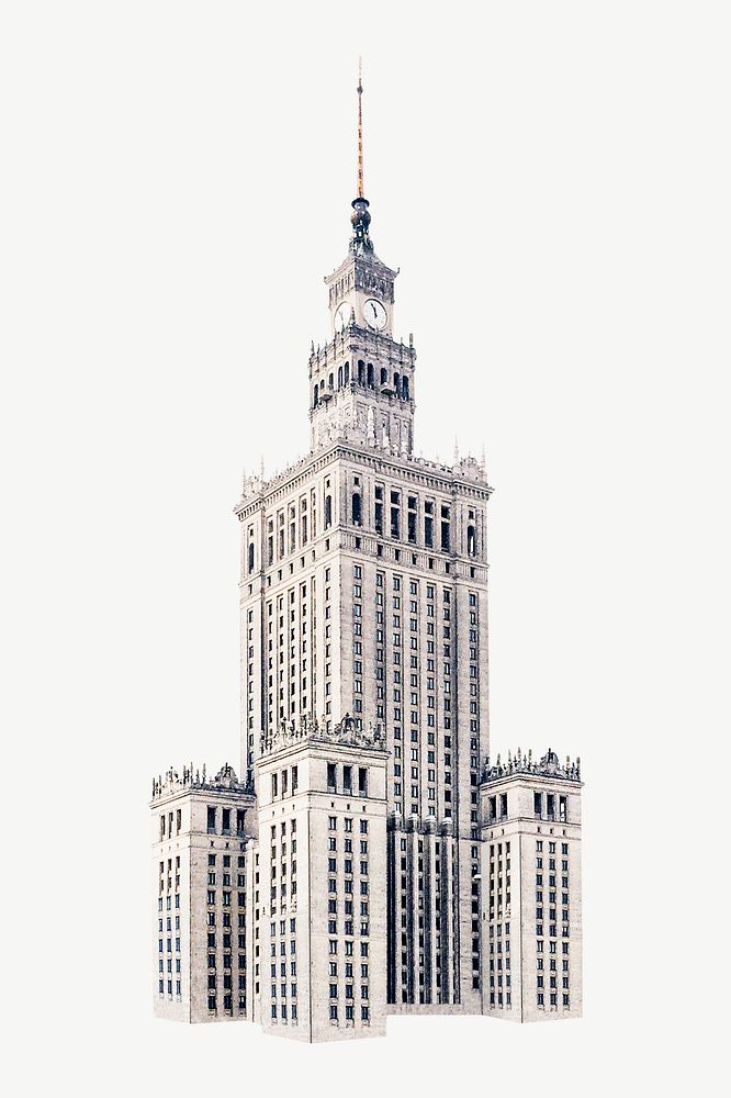 Palace of Culture and Science in Poland collage element psd