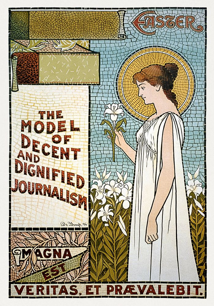 The New York Times. Easter. The model of decent and dignified journalism / De Yongh (1896) chromolithograph. Original public…