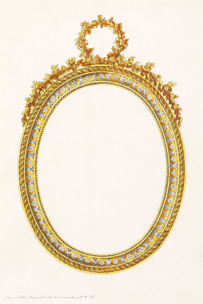 Project for an Oval Frame (1800), gold vintage mirror illustration by Luigi Righetti. Original public domain image from The…
